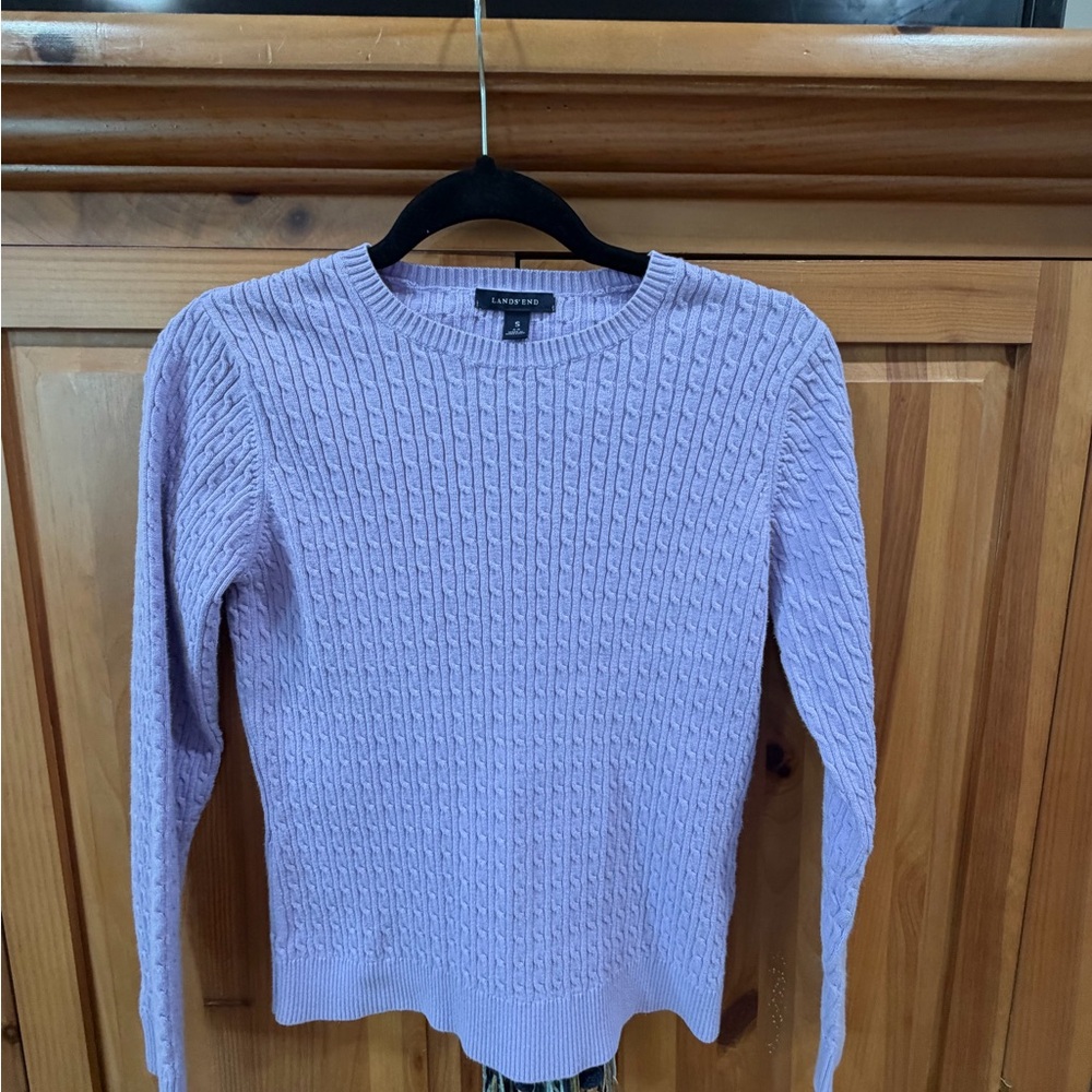 Lands' End Lavender Cable Knit Sweater